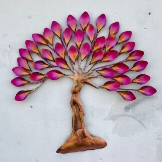 pink leaf tree metal wall art frame for wall decoration